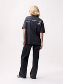 Donkergrijs oversized t-shirt met print