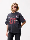 Donkergrijs oversized t-shirt met print