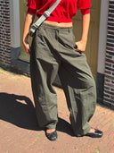 Donkergroene barrel fit broek