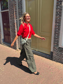 Donkergroene barrel fit broek