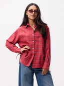 Geruite blouse met strik detail