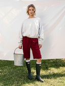 Bordeauxrode tracksuit bermuda met bies