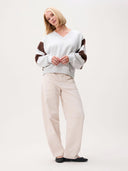 Grijze v-hals sweater