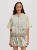 Beige bodywarmer met rits veronica vest