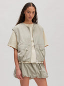 Beige bodywarmer met rits veronica vest