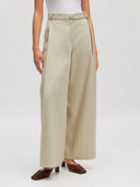 Beige wide leg broek met riempje lanea