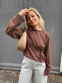 Bruine longsleeve met strik gasira