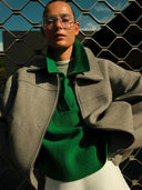 Groene gebreide trui met polokraag taria