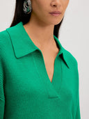 Groene gebreide trui met polokraag taria