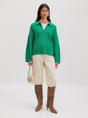 Groene gebreide trui met polokraag taria