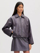 Donkere leerlook jacket sienna
