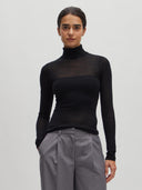 Zwarte coltrui hatti merino jumper