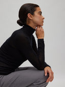 Zwarte coltrui hatti merino jumper