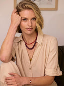 Fijne edelsteen ketting burnt orange
