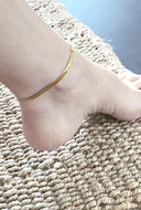 Gouden Enkelbandje "snake" plat
