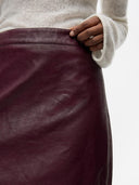 Bordeaux faux leren rok