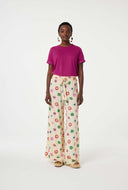 Ecru broek met print palapa