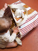 Geel gestreepte shopper