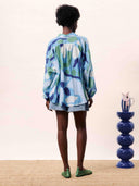 Blouse met blauwe print bering