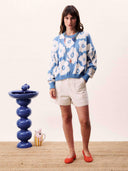 Blauwe trui met bloemenprint dulse