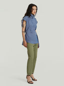 Denim top double belted shirt s\l wmn