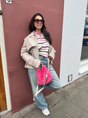 Beige korte trenchcoat