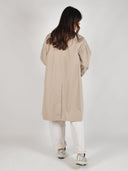 Beige midi jas