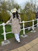 Beige midi jas