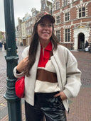Beige bomber jack met rits