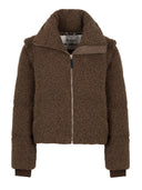Korte bruine jas teddy en gewatteeerd
