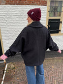 Korte zwarte jas met pailletten