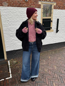 Korte zwarte jas met pailletten