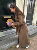 Lange mantel jas met ceintuur