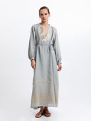 Ramie maxi jurk grape