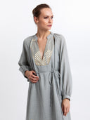 Ramie maxi jurk grape