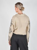 Beige blouse met emboridery lefkada
