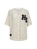 Creme kanten top court lace tee