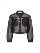 Zwarte transparante blouse organza