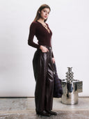 Bordeaux faux leren broek floyd