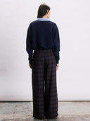 Donkerblauw vest met kraag jim