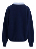 Donkerblauw vest met kraag jim