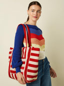 Rood wit gestreepte shopper