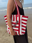 Rood wit gestreepte shopper