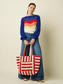 Rood wit gestreepte shopper