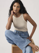 Beige katoenen tanktop essential racer