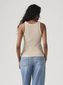Beige katoenen tanktop essential racer