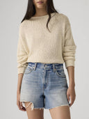 Lichtblauwe denim shorts ribcage