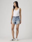 Lichtblauwe denim shorts ribcage