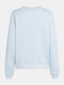 Lichtblauwe sweater met tekst