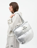 Zilveren shopper pillow bag